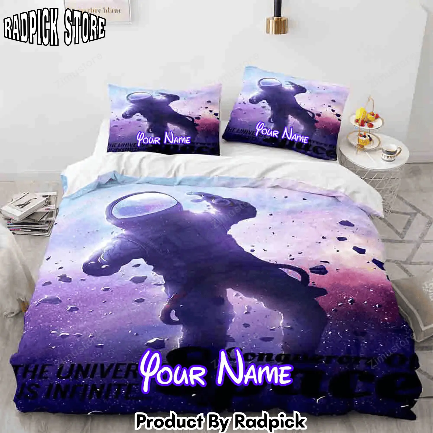 Radpick space astronaut cosplay personalized name bedding sets duvet covers comforter bed sheets2942 rp3272114